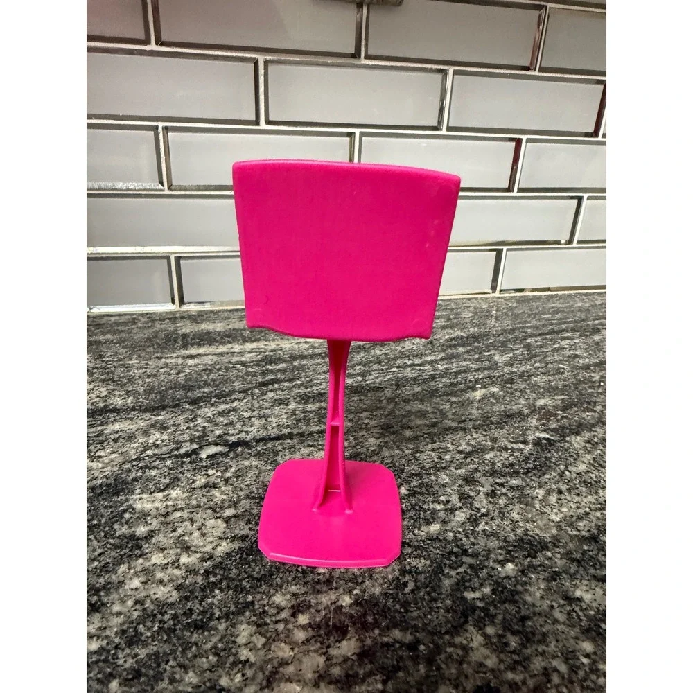 Barbie Doll Furniture Hot Pink Pedestal Chair Modern Plastic Dollhouse Accessory